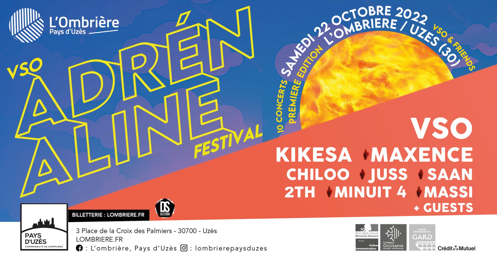 PREMIERE EDITION D'ADRENALINE FESTIVAL A L'OMBRIERE LE SAMEDI 22 OCTOBRE