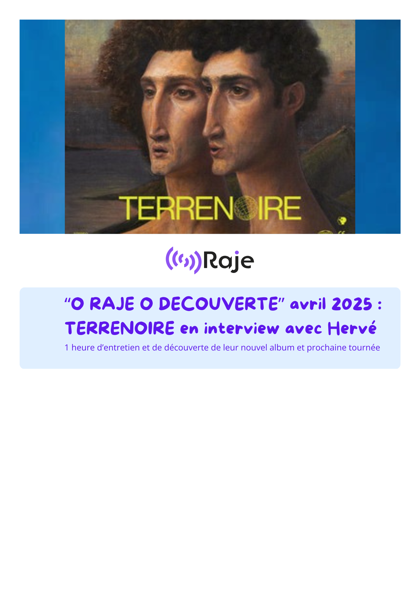 O RAJE O DECOUVERTES AVRIL 2025 spécial TERRENOIRE avec Hervé episode artwork